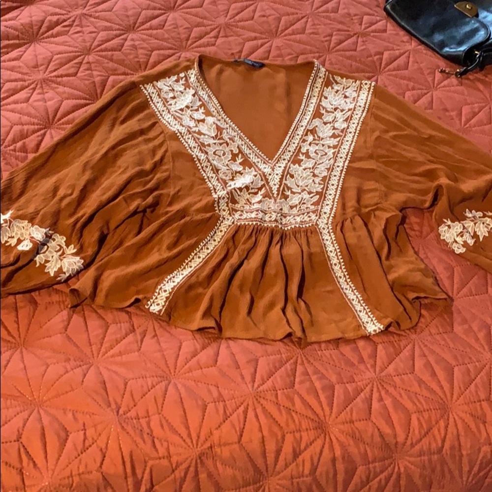 Rust color American eagle blouse